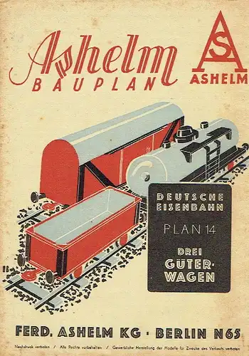 Deutsche Eisenbahn: Drei Güterwagen
 Ashelm-Modellbauplan-Serie "Deutsche Eisenbahnen", Plan 14. 