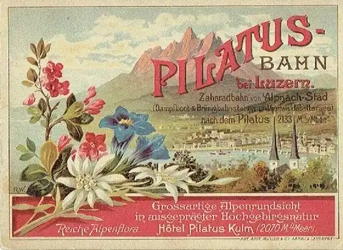 Pilatus-Bahn bei Luzern
 Prospekt der Zahnrad-Bahn von Alpnach-Stadt. 