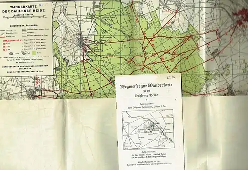 Wanderkarte mit Führer für die Dahlener Heide. 