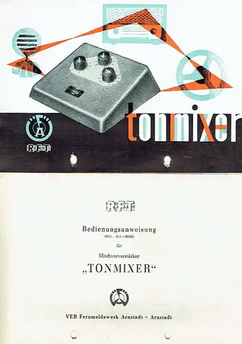 Bedienungsanweisung für den Mischvorverstärker "Tonmixer". 