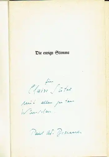 Paul Ad. Brenner: Die ewige Stimme
 Sonette. 