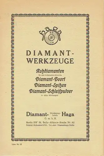 Prospekt für Diamant-Werkzeuge. 