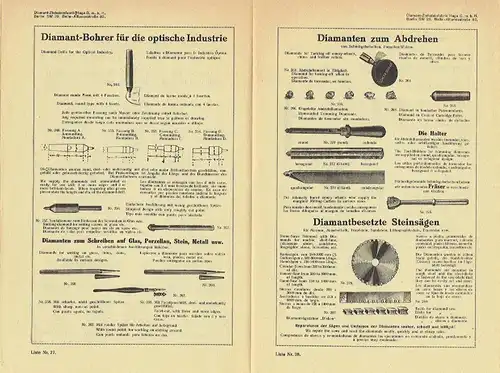 Prospekt für Diamant-Werkzeuge. 