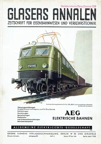 Zeitschrift für Verkehrstechnik und Maschinenbau
 Glasers Annalen. 