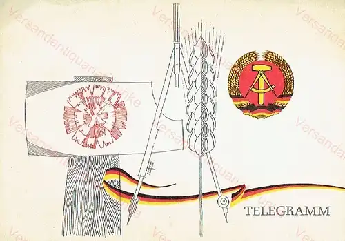 Glückwunsch-Telegramm der DDR
 Gratulation zum Vaterländischen Verdienstorden in Silber. 