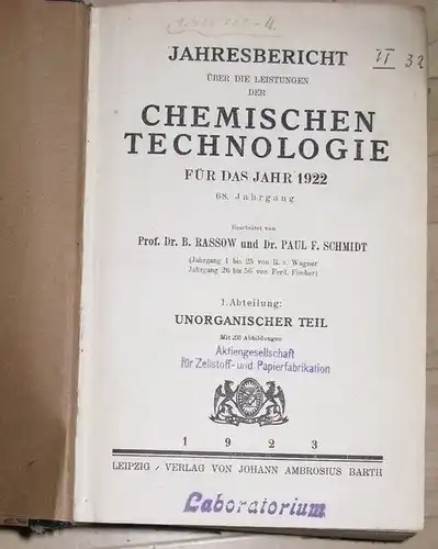 Jahres-Bericht über die Leistungen der chemischen Technologie für das Jahr 1918. 