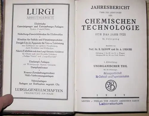 Jahres-Bericht über die Leistungen der chemischen Technologie für das Jahr 1918. 