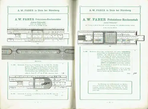 Anleitung zum Gebrauche des Rechenstabes von A. W. Faber
 Ausgabe 1910. 