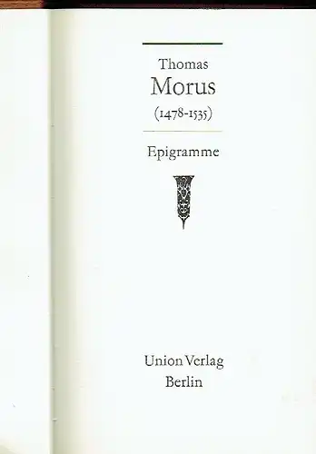 Thomas Morus: Epigramme. 