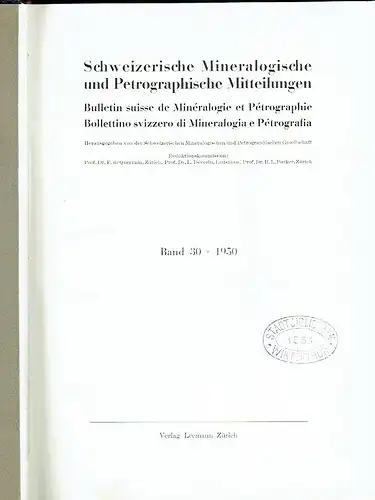 Schweizerische Mineralogische und Petrographische Mitteilungen. 