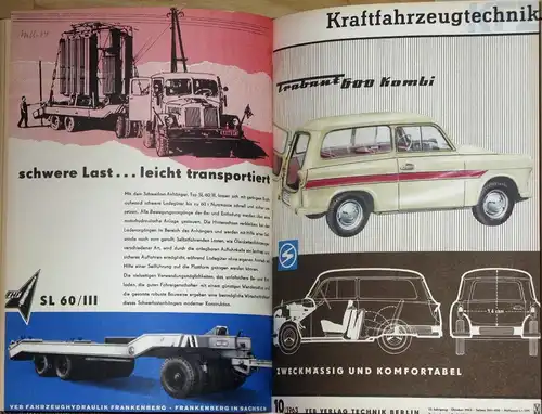 Kraftfahrzeugtechnik
 Technische Zeitschrift des Kraftfahrwesens
 13. Jahrgang, 12 Hefte, komplett. 