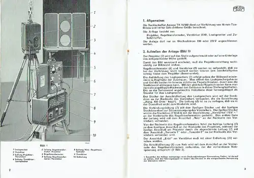 Bedienungsanleitung für Zeiss Tonkinokoffer-Anlage TK 16/502
 Druckschriften-Nr. CZ 58-G 034-1. 