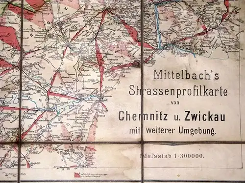 Mittelbach's Strassenprofilkarte von Chemnitz u. Zwickau mit weiterer Umgebung. 
