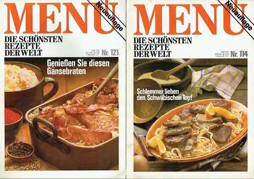 Menü
 Schlank, über 500 Rezepte unter 500 Kalorien / Die schönsten Rezepte der Welt / 100 Party-Rezepte
 Nr. 5 und 7 / Nr. 114 und 121. 