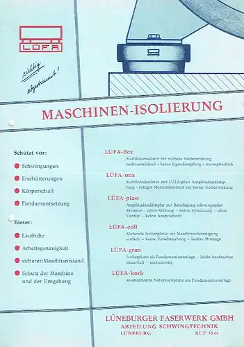 Prospekt für Lüfa Maschinen-Isolierung. 