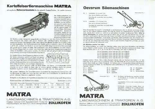 Matra-Ordner mit 8 Prospekten für Landmaschinen. 