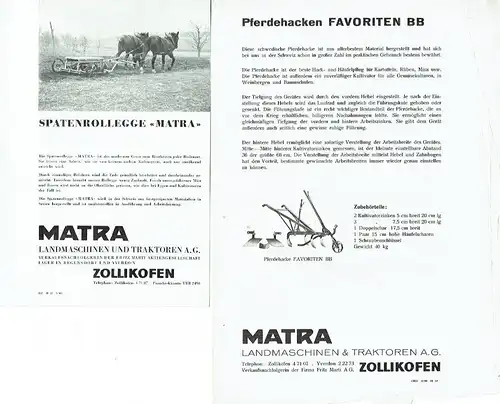 Matra-Ordner mit 8 Prospekten für Landmaschinen. 