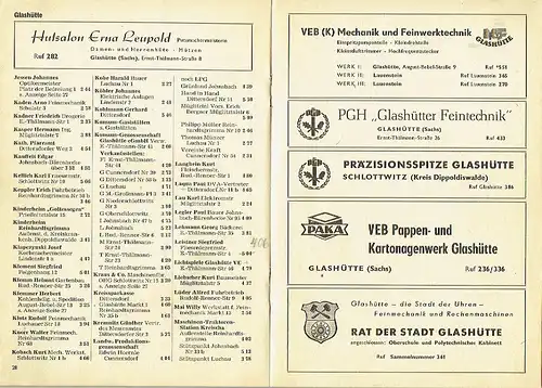 Amtliches Fernsprechbuch Kreis Dippoldiswalde
 mit Dippoldiswalde, Altenberg, Glashütte, Hartmannsdorf, Hausdorf, Hermsdorf a. Wilisch, Hermsdorf (Erzgeb.), Höckendorf, Kipsdorf, Lauenstein, Pretzschendorf und Reichenau
 Stand Januar 1960. 