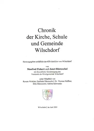 Chronik der Kirche, Schule und Gemeinde Wilschdorf. 