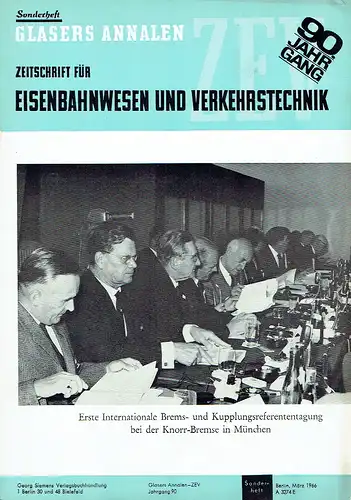 Glasers Annalen
 Zeitschrift für Eisenbahnwesen und Verkehrstechnik
 Sonderheft 1966. 