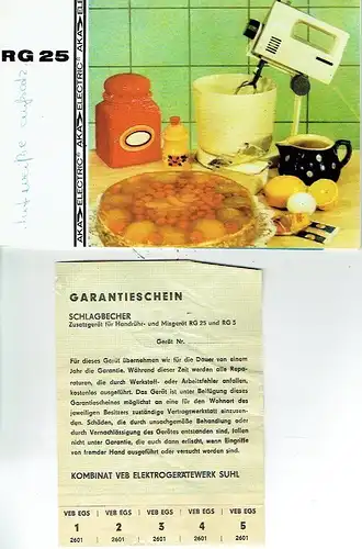 Gebrauchsanleitung
 AKA Komet Handrühr- und Mixgerät RG 25. 