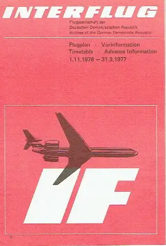 Flugplan 1.11.1976-31.3.1977 Timetable. 