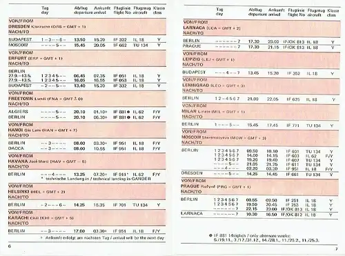 Flugplan 1.11.1976-31.3.1977 Timetable. 