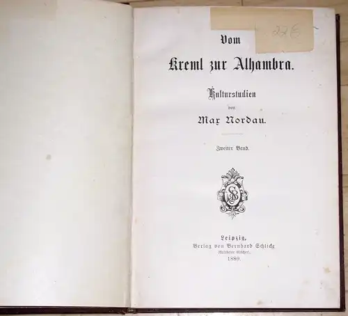 Max Nordau: Kulturstudien
 Vom Kreml zur Alhambra. 