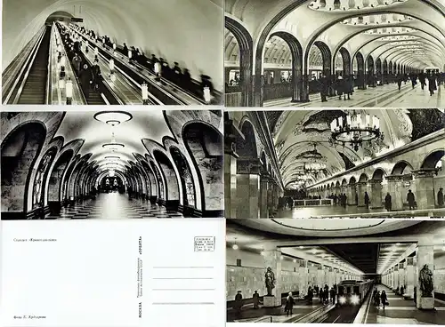 Moskovskyy Metropoliten imeni V. I. Lenina
 Postkarten-Set: 10 Ansichten aus den U-Bahnhöfen der Metro in Moskau. 
