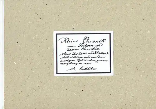 August Gottlöber: Kleine Chronik von Stolpen und dessen Parochie
 Aus Gerken's und Dinter's Nachrichten und aus den hiesigen Rathsacten zusammengetragen. 