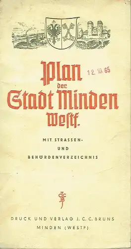 mit Strassen- und Behördenverzeichnis
 Plan der Stadt Minden Westf. 