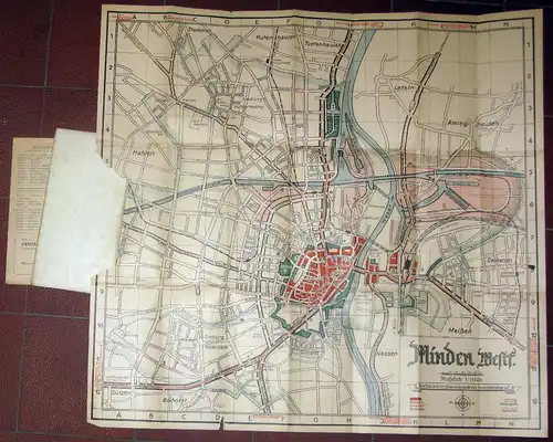 Plan der Stadt Minden Westf
 mit Strassen- und Behördenverzeichnis. 