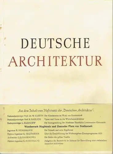 Deutsche Architektur
 Zeitschrift, 2. Jahrgang 1953, Heft 5. 
