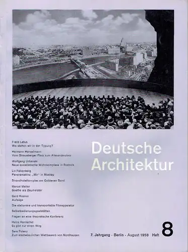 Deutsche Architektur
 Zeitschrift, 7. Jahrgang, Heft 8. 