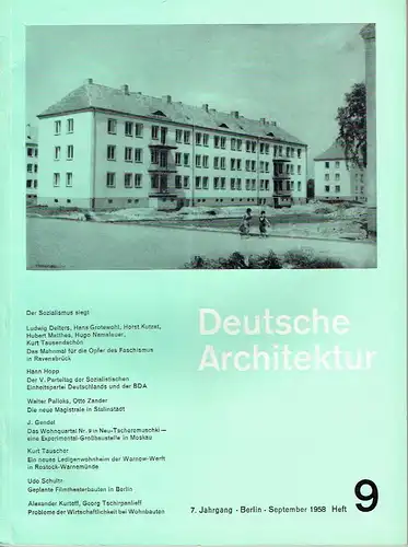 Deutsche Architektur
 Zeitschrift, 7. Jahrgang, Heft 9. 