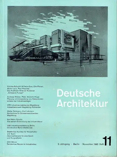 Deutsche Architektur
 Zeitschrift, 9. Jahrgang, Heft 11. 