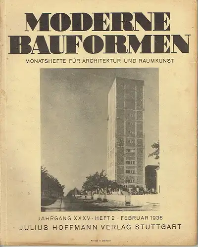 Moderne Bauformen
 Monatshefte für Architektur und Raumkunst
 35. Jahrgang, Heft 2. 
