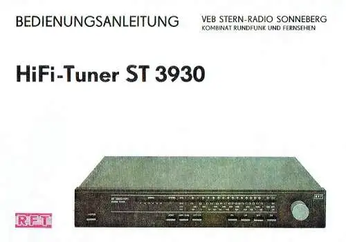 Bedienungsanleitung für HIFI-Tuner ST 3930. 