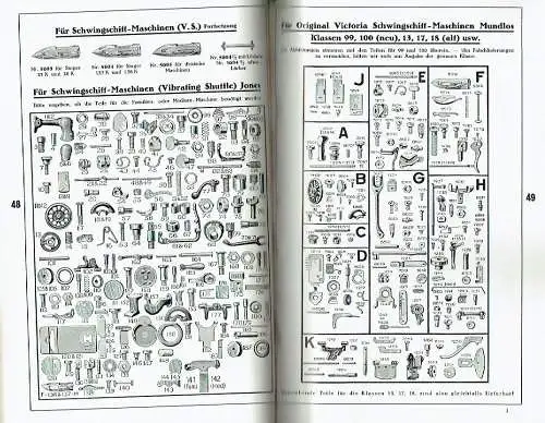 Katalog Nr. 351 über Nähmaschinen-Ersatzteile, Nadeln, Apparate, Zubehör, Maschinen, Hilfsmaschinen usw. 