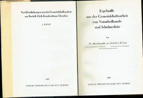 Ergebnisse aus der Gemeinschaftsarbeit von Naturheilkunde und Schulmedizin
 Veröffentlichungen aus der Gemeinschaftsarbeit am Rudolf-Heß-Krankenhaus Dresden, 3 Bände. 