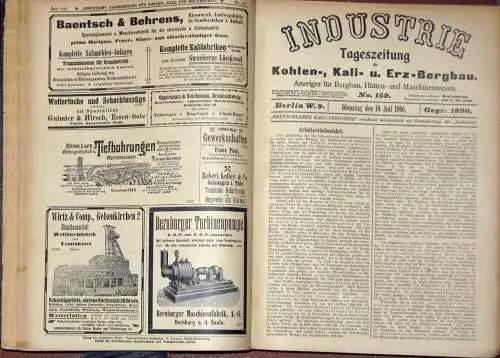 Industrie
 Fachzeitung Kohlen-, Kali- und Erz-Bergbau - Generalanzeiger für Bergbau, Hütten- und Maschinenwesen
 Jahrgang 1906, nur 2. Halbjahr, gebunden. 