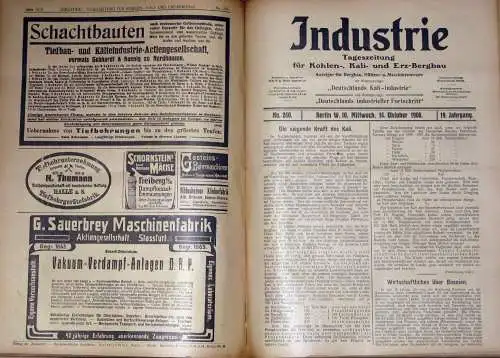 Fachzeitung Kohlen-, Kali- und Erz-Bergbau - Anzeiger für Bergbau, Hütten- und Maschinenwesen
 Industrie. 