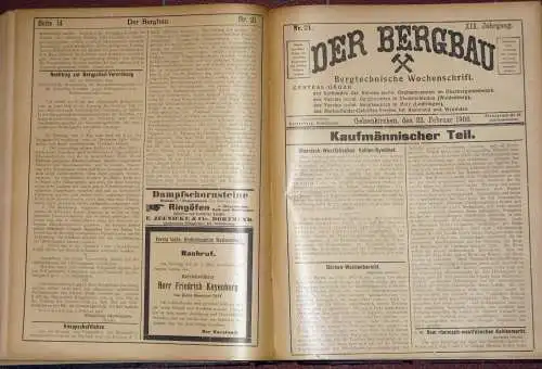 Der Bergbau
 Bergtechnische Wochenschrift, verbunden mit der wöchentlichen Handelsbeilage Kohlen und Kuxe
 17. Jahrgang, gebunden. 
