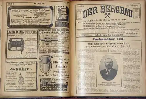 Der Bergbau
 Bergtechnische Wochenschrift, verbunden mit der wöchentlichen Handelsbeilage Kohlen und Kuxe
 17. Jahrgang, gebunden. 