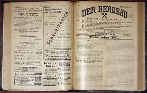 Der Bergbau
 Bergtechnische Wochenschrift, verbunden mit wöchentlicher Handelsbeilage
 23. Jahrgang, gebunden. 