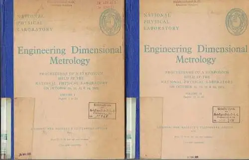 Engineering Dimensional Metrology
 Proceedings of a Symposium held at the National Physical Laboratory on October ... 1953
 Volume 1 + 2 (complete). 