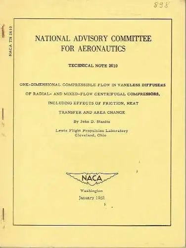 John D. Stanitz: One Dimensional Compressible Flow in Vaneless Diffusers of Radial- and Mixed-Flow Centrifugal Compressors, including Effects of Friction, Heat Transfer and Area Change
 Technical Note, NACA 2610. 