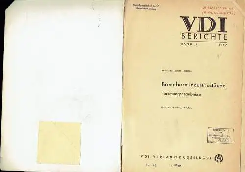 Brennbare Industriestäube
 Forschungsergebnisse
 VDI-Berichte, Band 19. 