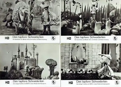 DDR-Kino-Aushangfotos zum Film: Das tapfere Schneiderlein
 Trickfilm / Animationsfilm aus der DDR
 4er Set (Bilder 1-4). 