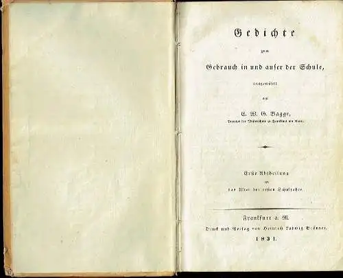 Gedichte zum Gebrauch in und außer der Schule
 2 Bände in 1 Buch. 